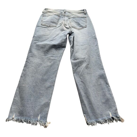 Womens High-Rise Straight Leg Jeans 11/30W Stretch Light Wash Distressed - Picture 12 of 15